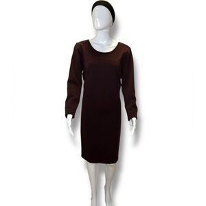 NWT • Athleta Illusion Long Sleeved Dress, Plum, Back Zip, Stretch, Large